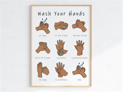 Wash Your Hands Printable Poster Classroom Wall Art Bathroom Etsy Uk