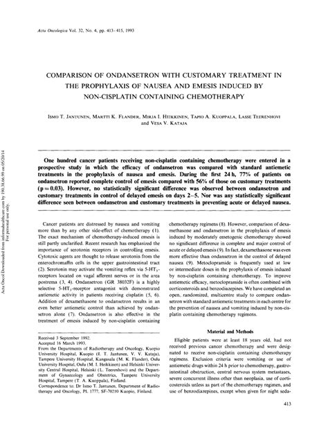 Pdf Comparison Of Ondansetron With Customary Treatment In The