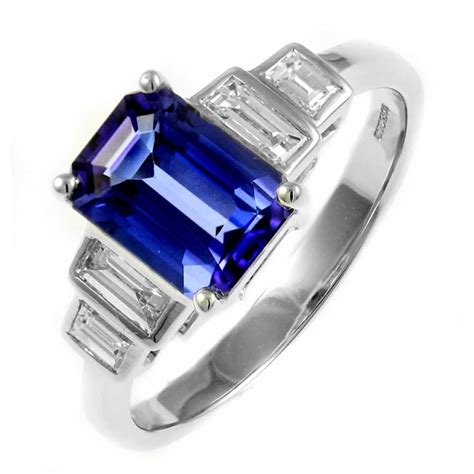 Platinum 151ct Sapphire And 048ct Diamond Art Deco Ring Jewellery