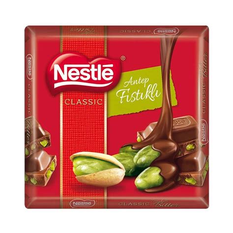 Nestle Classic Antep Fıstıklı Kare Çikolata 60 Gr Demtaş Kapında