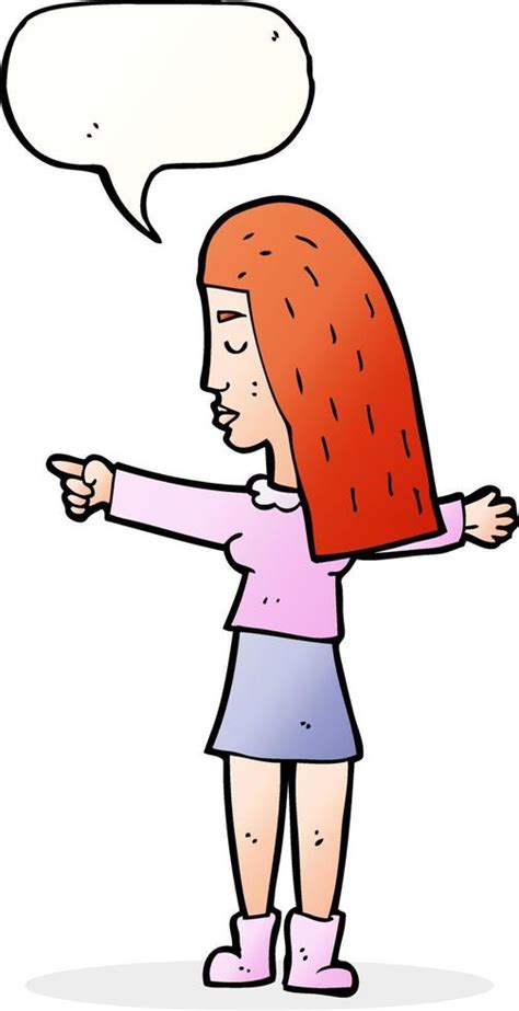 Cartoon Woman Pointing With Speech Bubble 12350443 Vector Art At Vecteezy