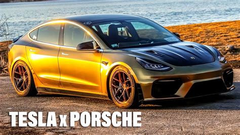 Tesla Model 3 Gets A Porsche Makeover With Cayman Gt4 Bumper Carbon