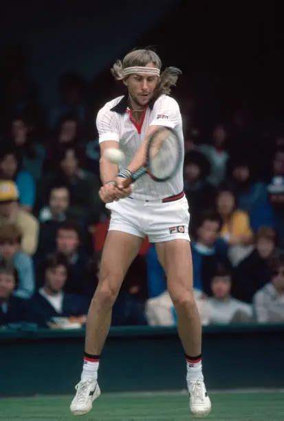 SWEDISH TENNIS PLAYER Bjorn Borg In Action During Competition To Old