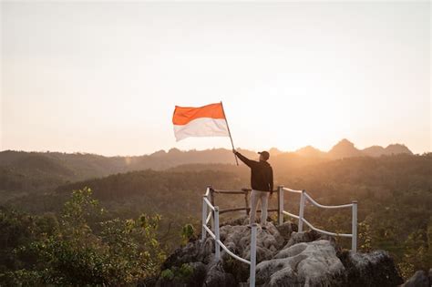 Premium Photo Asian Male With Indonesian Flag Celebrating