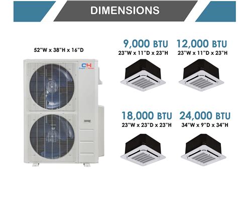 Buy Five 5 Zone Ductless Mini Split Ceiling Cassette Air Conditioner