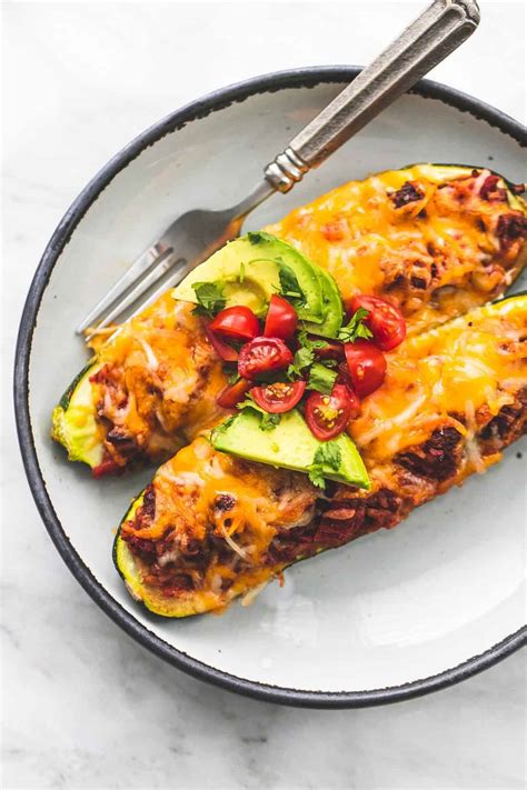 Easy Taco Stuffed Zucchini Boats Creme De La Crumb