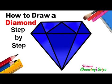 UniqueDrawing2Color How To Draw A Diamond Step By Step Drawing