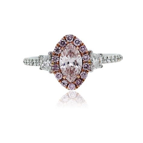 K White Rose Gold Pink Marquise Diamond Engagement Ring