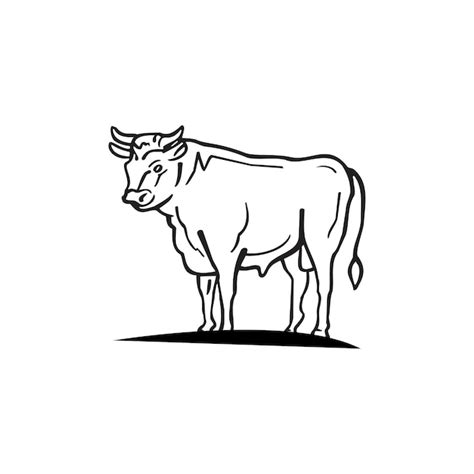 Premium Vector Simple Outline Cow Icon With Black Vector Template