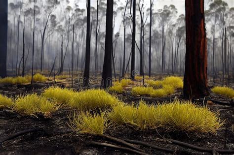 Paisajismo De Tierras Quemadas Devastadas Tras Incendios Forestales En