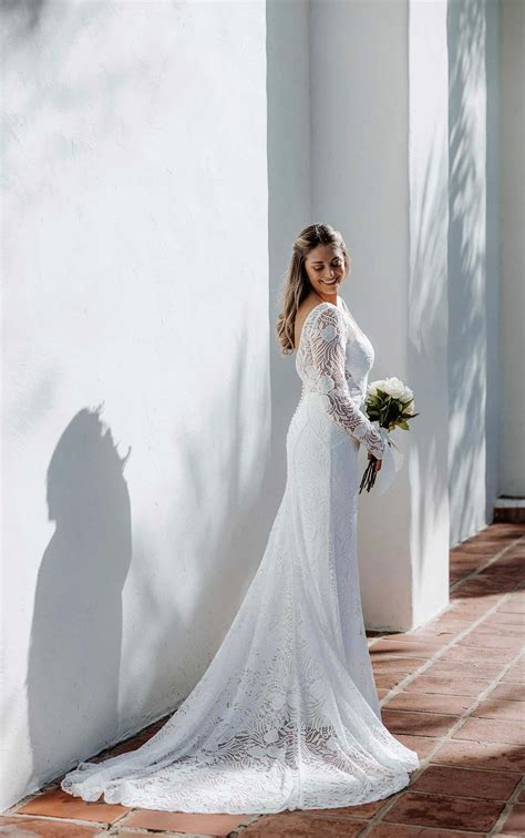 Wedding Dress Lace Long Sleeve Low Back Discount Bellvalefarms