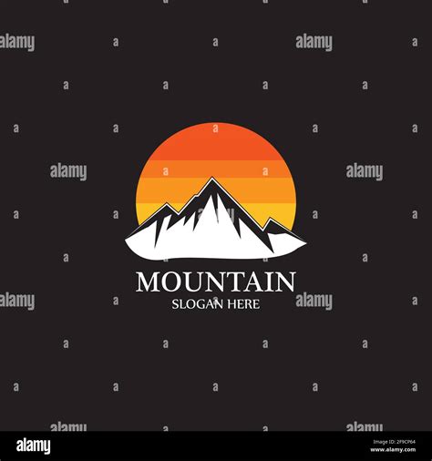 Mountain Sun Logo Design Concept Template Vector Stock Vector Image