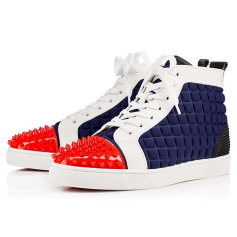 Christian Louboutin Lou Spikes Neoprene High Top Sneakers In Blue For Men Lyst