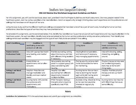 Module Worksheet Anna Crim Hse Module One Worksheet Assignment