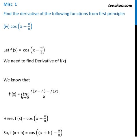 Misc Find Derivative Of F X Cos X From First Principle