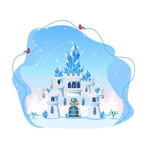 Premium Vector | Blue castle with crystals