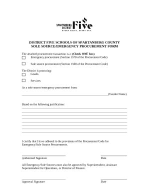 Emergency Sole Source Justification Doc Template PdfFiller