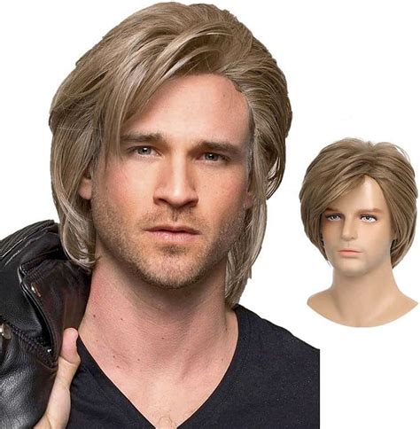 Swiking Men Wigs Light Brown Layered For Male Guy Short