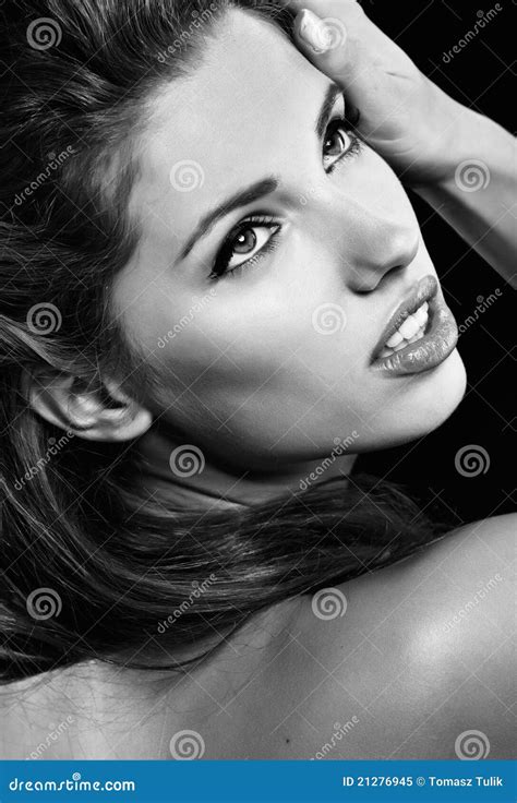 Woman Portrait Bw Stock Image Image Of White Close 21276945