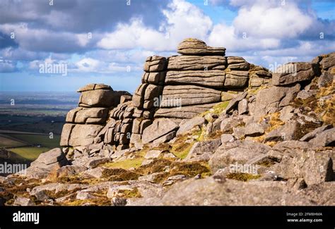 Granite Outcrops Displaying Horizontal Jointing Higher Tor Dartmoor