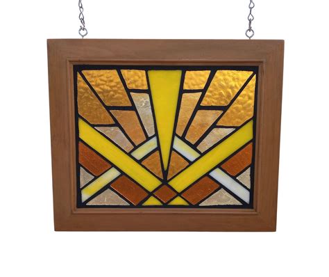 Yellow Art Deco Stained Glass Mosaic Panel Window Hanging - Etsy