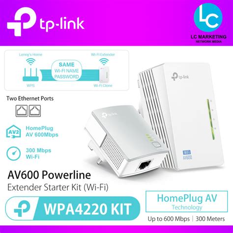 Tp Link Tl Wpa Kit Mbps Av Wi Fi Powerline Extender Starter