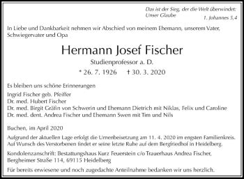 Traueranzeigen Von Hermann Josef Fischer Trauerportal Ihrer Tageszeitung