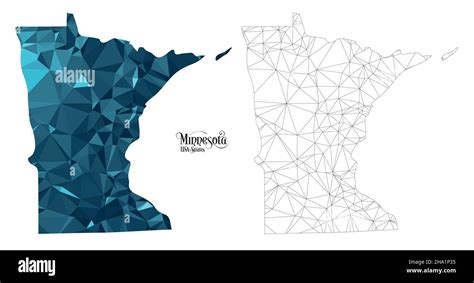 Low Poly Map Of Minnesota State Usa Polygonal Shape Vector Illustration On White Background