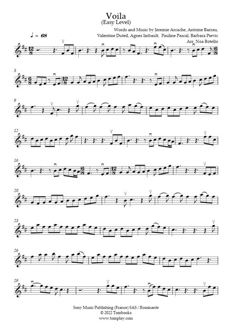 Voilà (Easy Level) (Barbara Pravi) - Violin Sheet Music