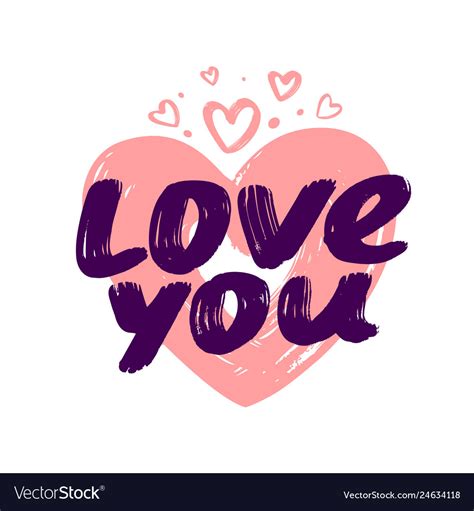 Hand Written Love You Phrase Symbol Royalty Free Vector