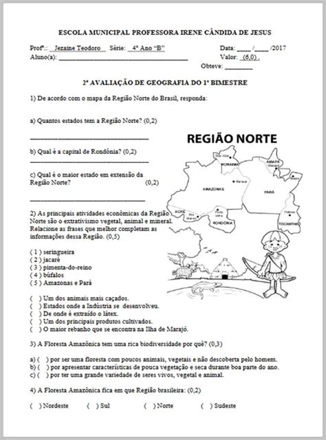 Avaliação De Geografia Para 4 Ano - Avaliação • Geografia 4º ano – bimestre 1º – Atividades