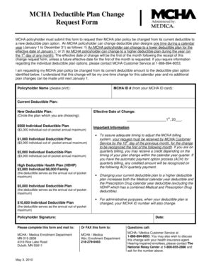 Fillable Online Mcha Ded Plan Chg Rqst Form Final Doc Fax Email