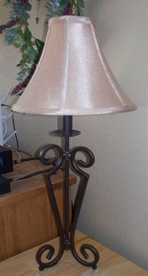 Vintage Wrought Iron Lamp With Cream Shade Iron Lamp Lamp Wrought Iron