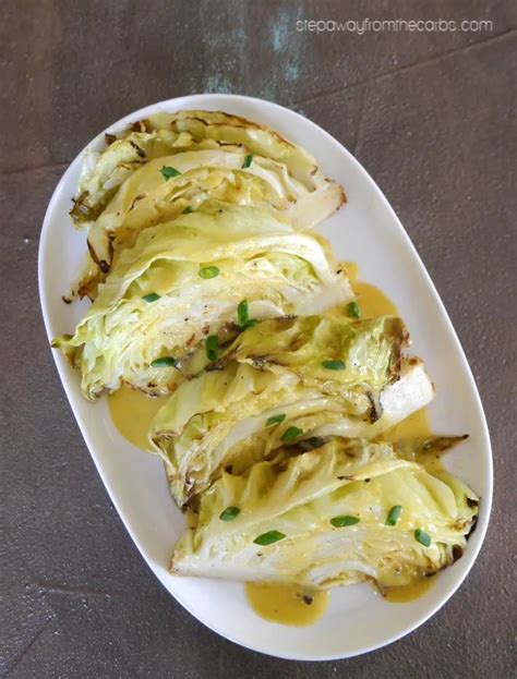 Roasted Cabbage Wedges With Mustard Butter Sauce Low Carb Recipe