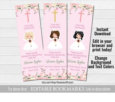 Girl First Communion Invites Floral First Communion Invites Etsy