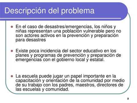 PPT Prevención de desastres y manejo de emergencias en el sector