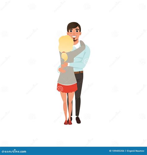 Young Man Hugging His Blonde Woman Embraces Of A Loving Couple Vector