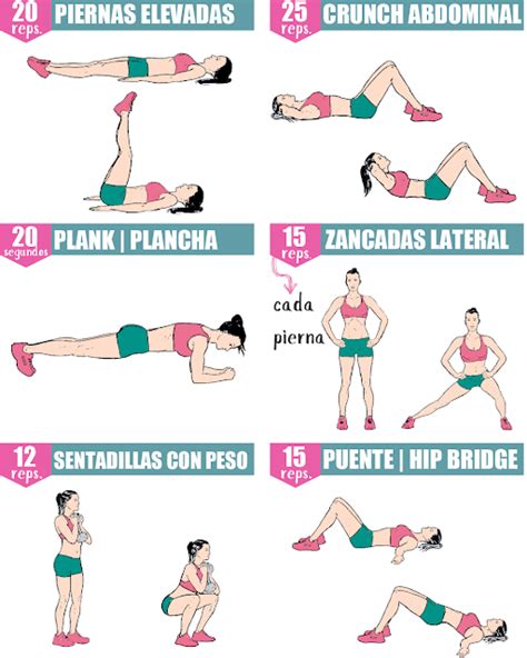 Circuito para endurecer abdomen y glúteos Workout plan Abs workout