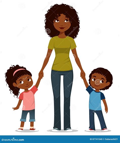 African American Mother Balancing Love And Life With A Son And Daughter