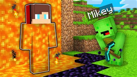 How Jj Pranked Mikey With Lava Challenge Minecraft Maizen Youtube