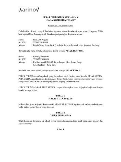 Surat Mou Contoh Pdf