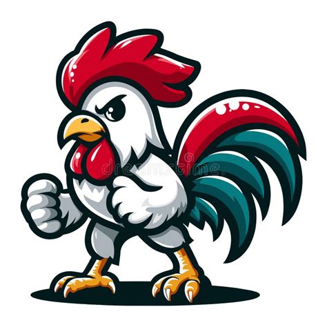 Chicken Rooster Muscle Fighting Sports Mascot Logo Character Cartoon