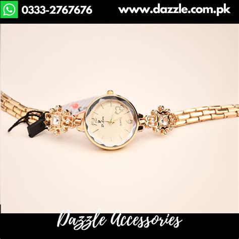 Golden Elegant Watch Dazzle Accessories