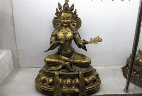 Tibet Buddhismus Reine Bronze 24 karat Vergolden Weiße TaRa Kwan Yin