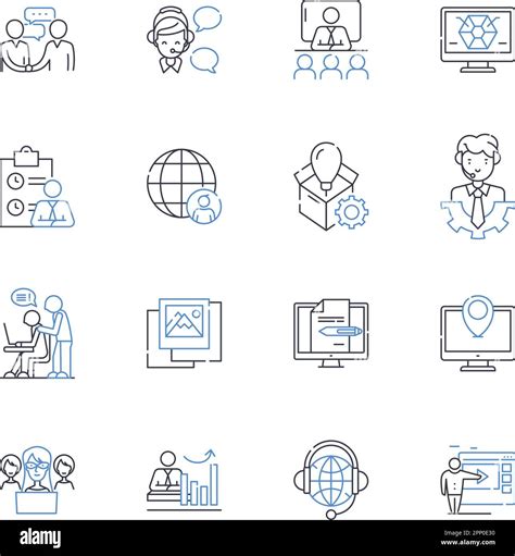 Shared Labor Line Icons Collection Collaboration Cooperation