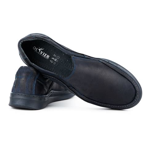 Buty M Skie Wsuwane Sk Rzane Slip On Gt Granatowe Buty Olivier