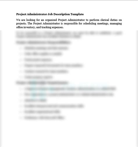 Project Administrator Job Description Hrfleek