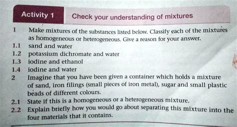 Activity Check Your Understanding Of Mixtures Make Mixtures Of The