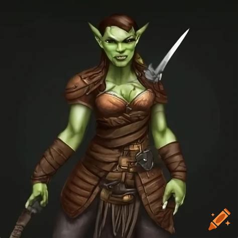 Digital Art Of A Female Half Orc Fighter On Craiyon