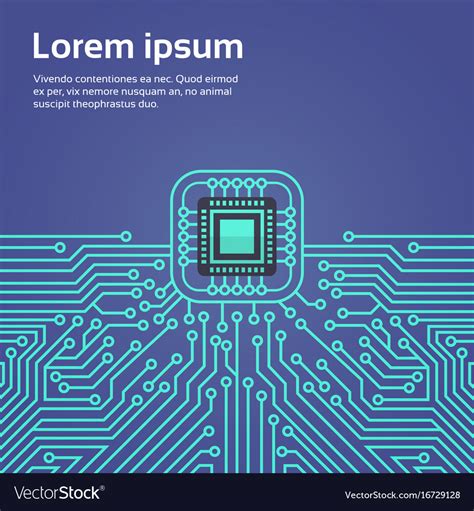Computer Chip Moterboard Network Data Center Vector Image